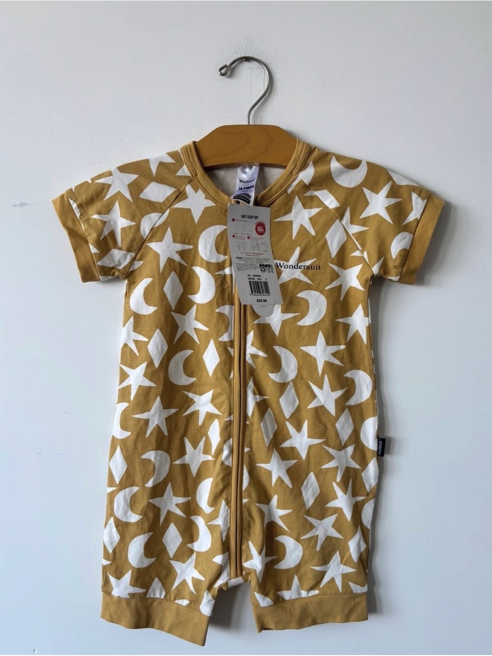 Bonds Mustard Yellow Stars & Moons Short Sleeve Wondersuit
